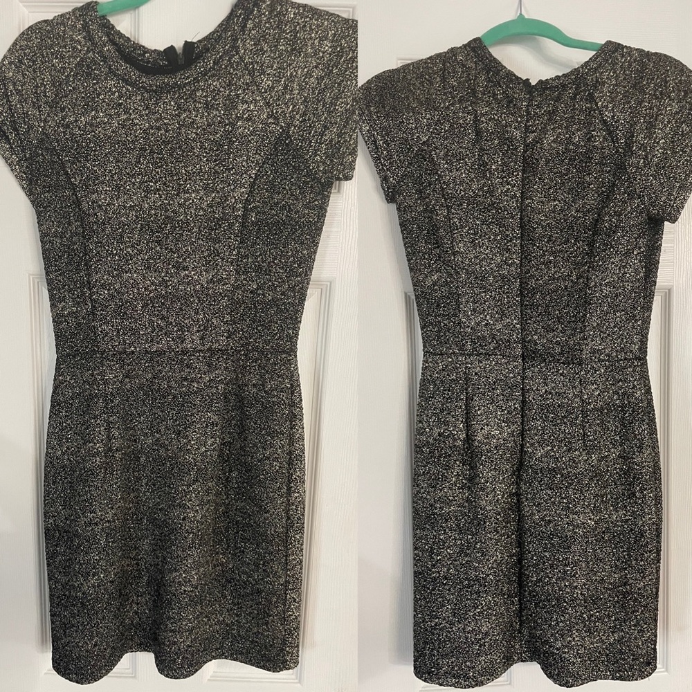 Black & Silver shimmer bodycon dress- high neck